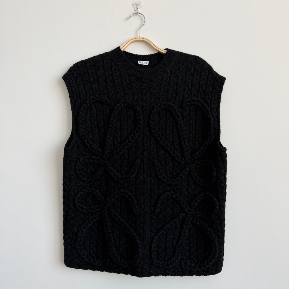 Black Loewe Cable Knit Sweater Vest